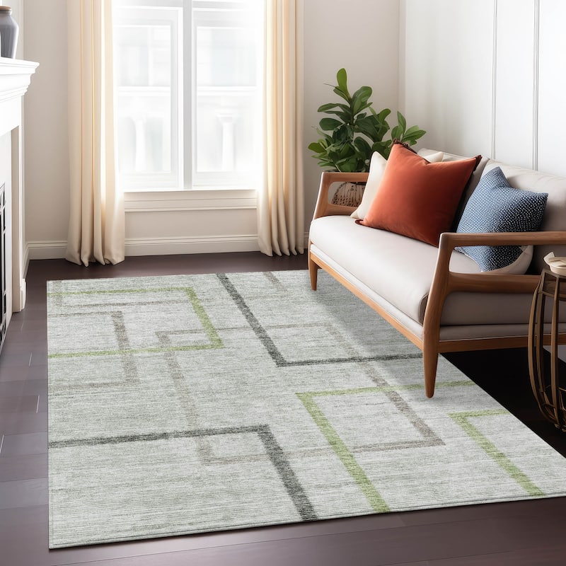 Machine Washable Indoor/ Outdoor Chantille Contemporary Geo Rug