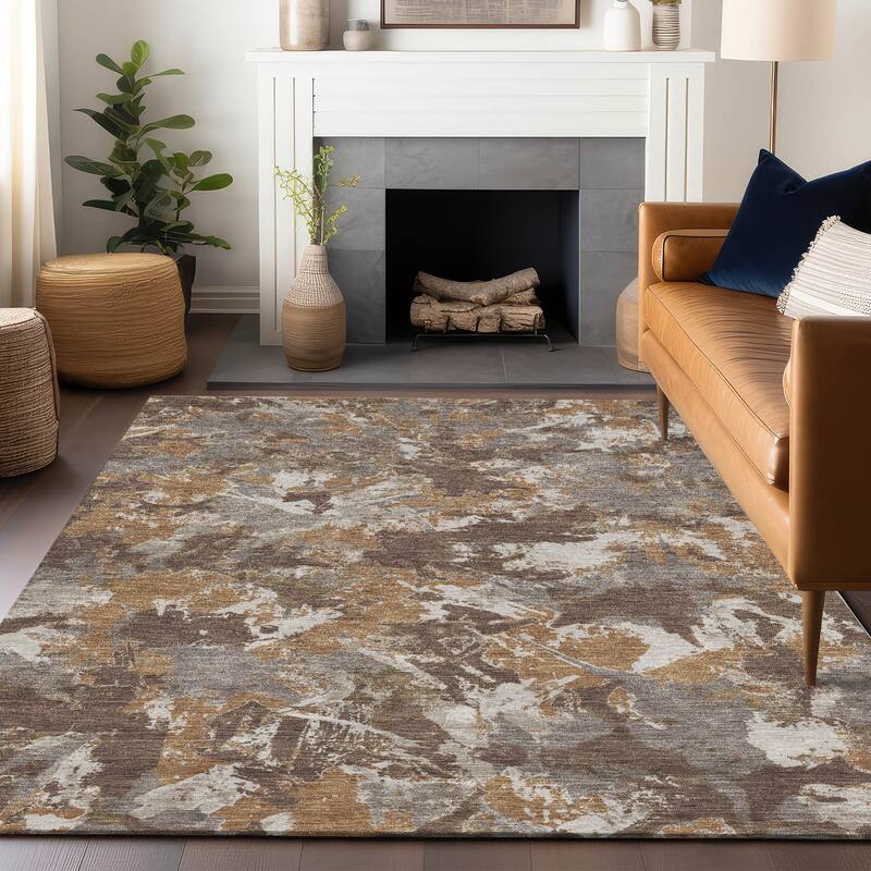 Machine Washable Indoor/ Outdoor Chantille Abstract Contemporary Rug