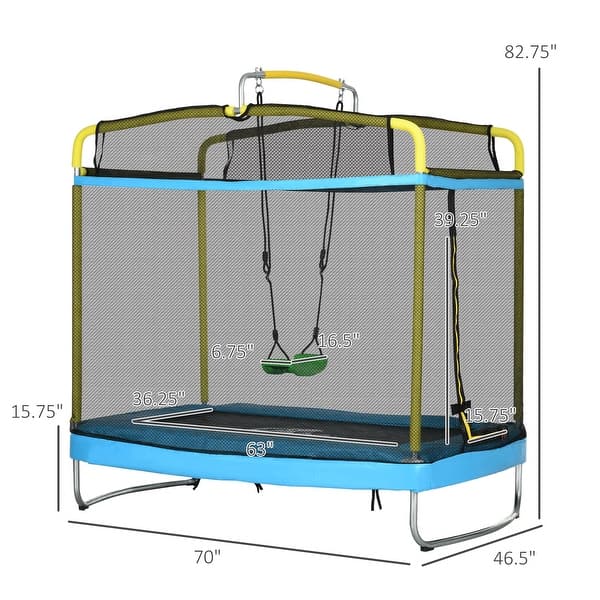 slide 2 of 7, 3-in-1 Trampoline for Kids with Enclosure, Swing, Gymnastics Bar, Toddler Trampoline Kids