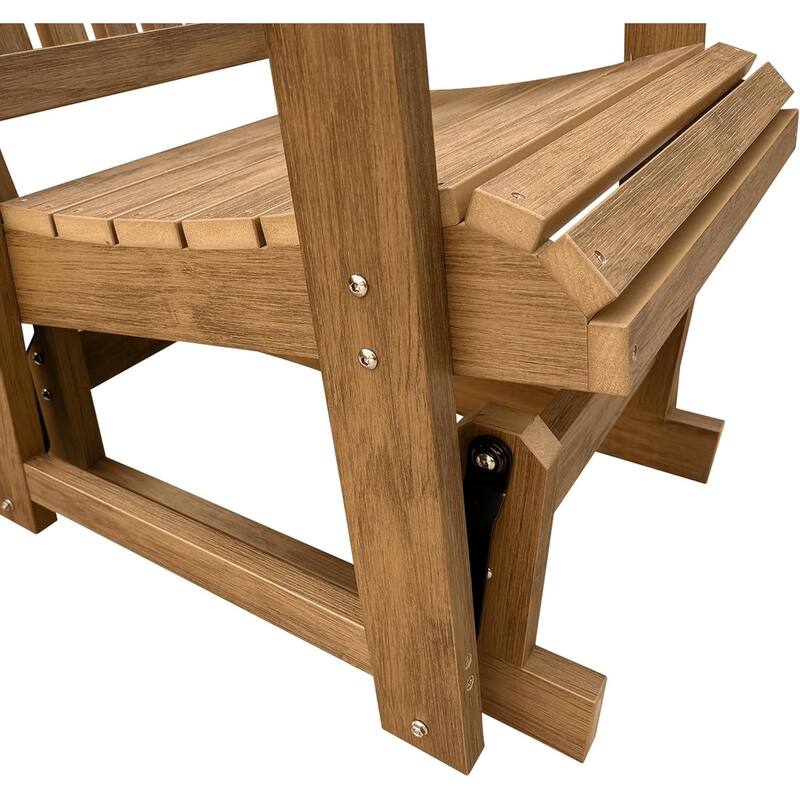 Fortune Candy Poly Lumber Patio Glider for One Person with Cup Holders, HIPS Material, All-Weather Resistant