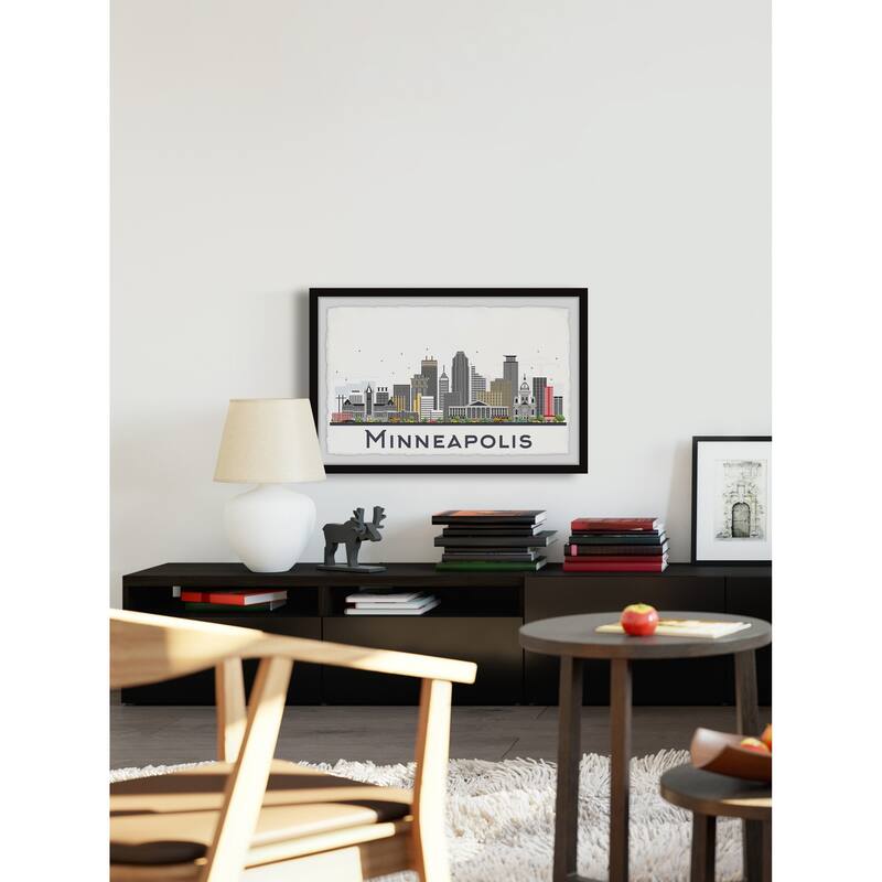 'Minneapolis City Skyline' Framed Painting Print