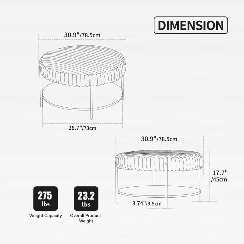 Round Coffee Table with Wooden Open Storage Shelf