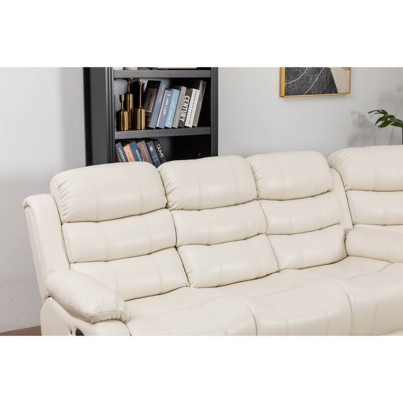 Donivi LED Faux Leather Reclining Sectional With Speakers