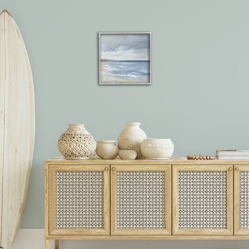 Stupell Stormy Beach Landscape Framed Giclee Art Design By Nan