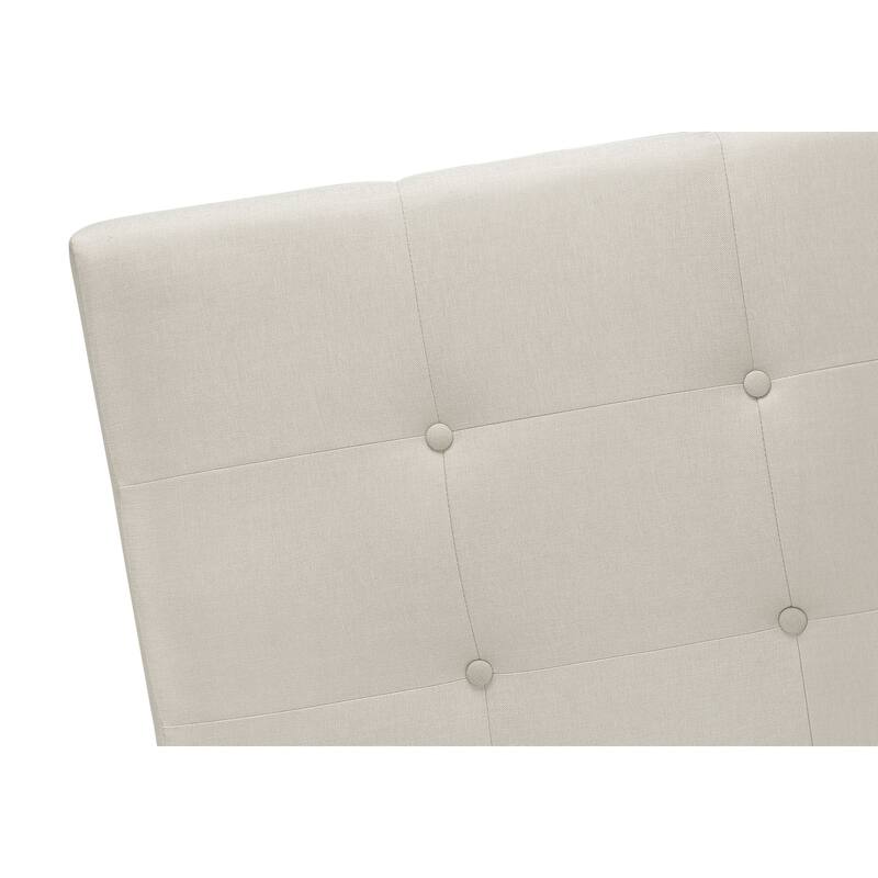 Queen Size Upholstered Bed Frame with Tufted Headboard and Black Wood Legs