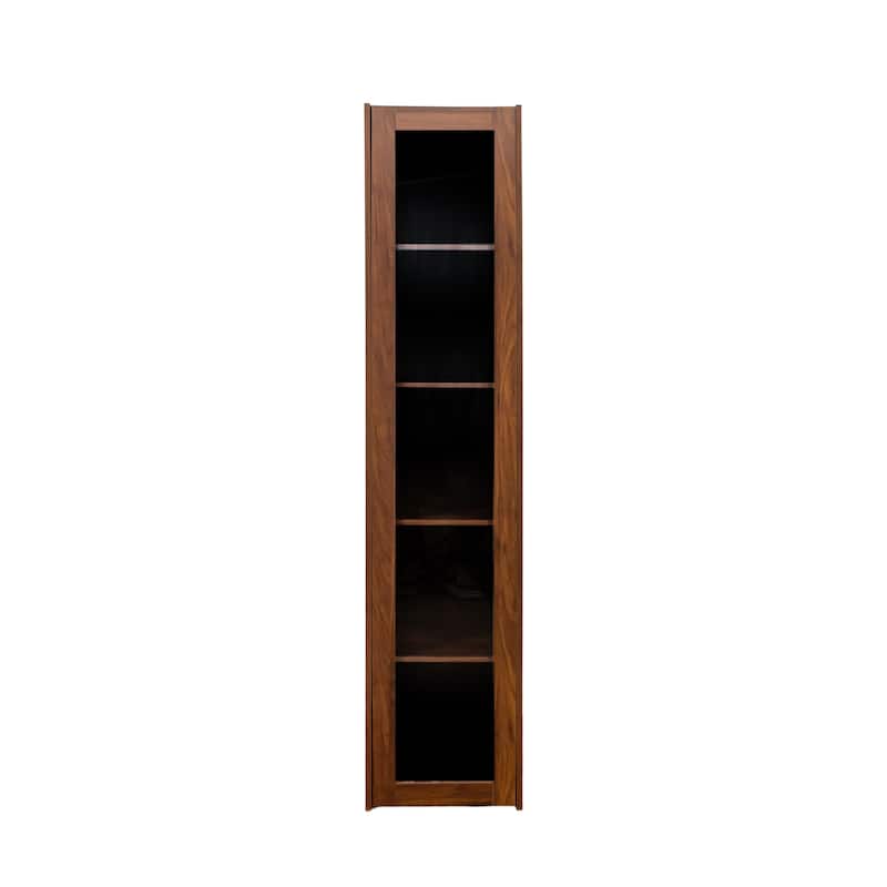Display Cabinet with Glass Doors, Curio Storage Cabinet with 5 Shelves, Bookcase with LED Lights