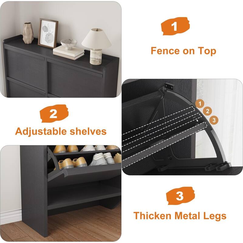 Drawer Wooden Shoe Cabinet with Adjustable Shelves
