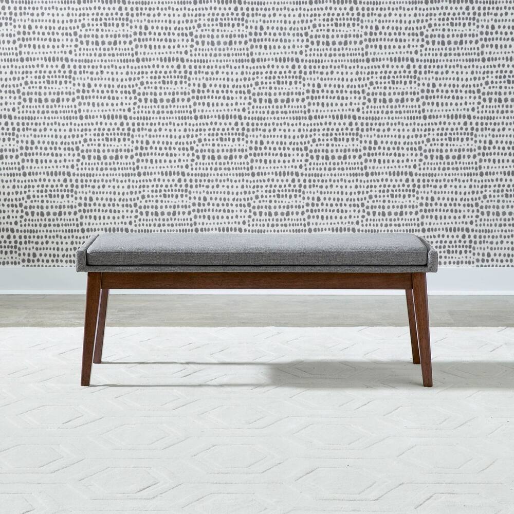 Space Savers Upholstered Dining Room Bench with Gray Linen - Width 47" x Depth 17" x Height 19"