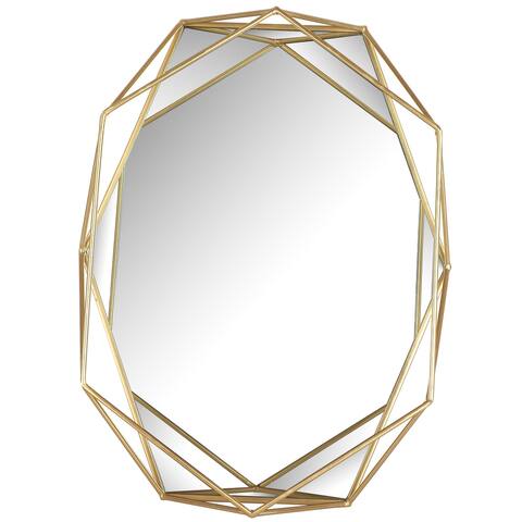 22x17" Gold Hexagon Wall Mirror Geometric Modern Metal Frame Accent - 22" x 17" x 3.25"