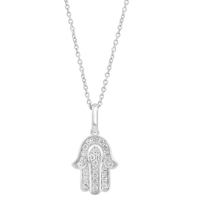 EFFY 925 Silver Diamond Hamsa Pendant Necklace