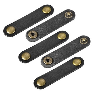 MeccaniXity Leather Cord Ties – 5 Pack Of Snap-On Leather Clips To Organize Cables, Wires, Earphones