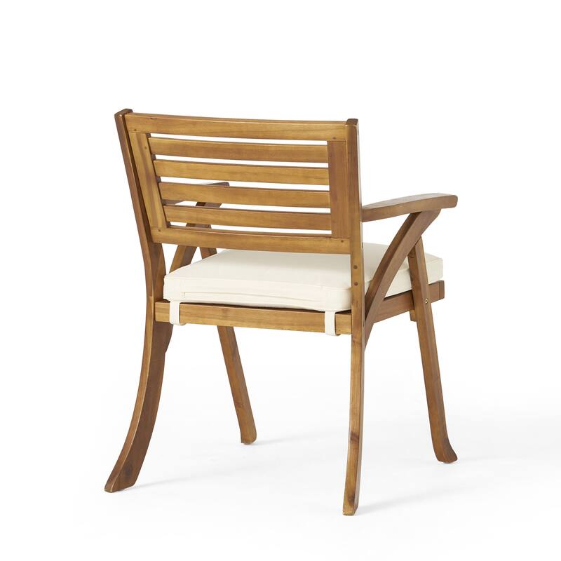 5-Piece Outdoor Acacia Wood Dining Set with Square Table and 4 Cushioned Chair