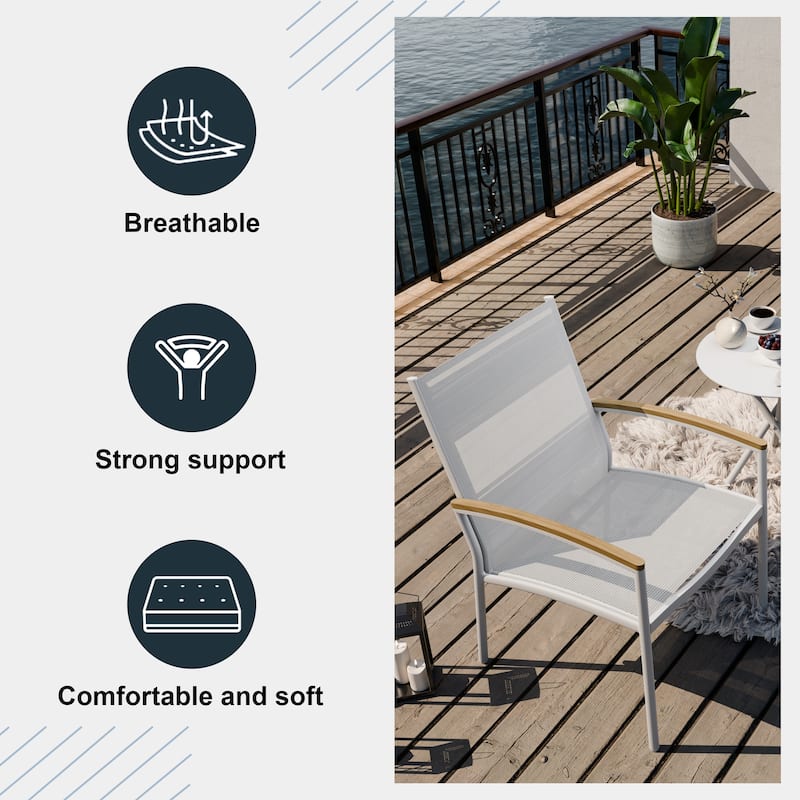 Futzca 3-Piece Patio Bistro Sets, Two Chairs with Coffee Table