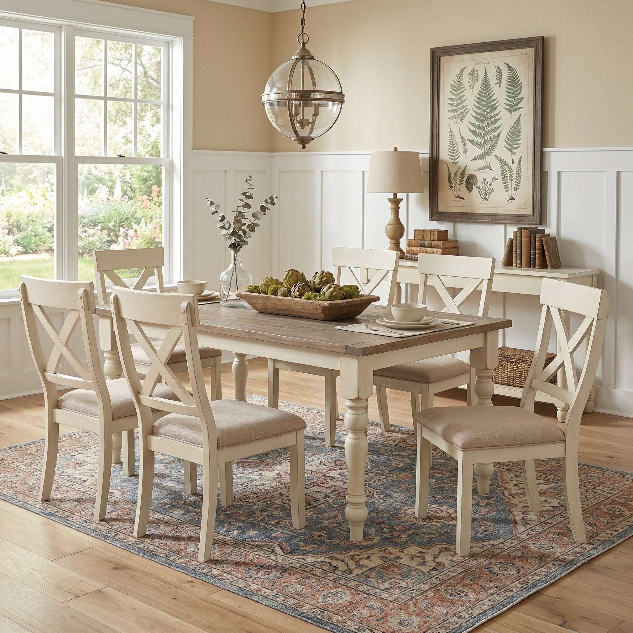 Roundhill Furniture Prato 7-piece Dining Table Set With Cross Back