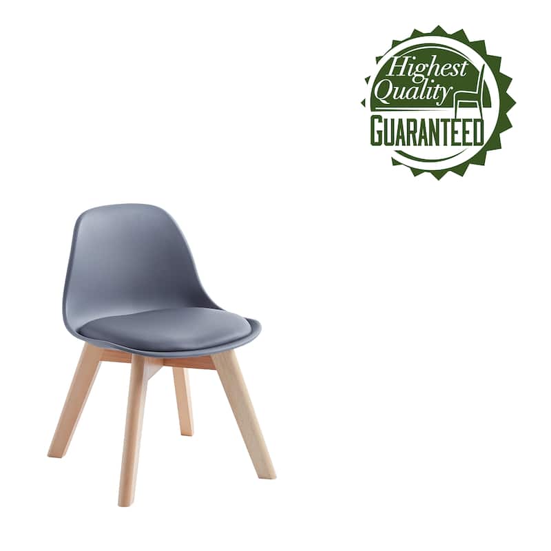Porthos Home Brynn Kids Chair, Plastic Shell With Seat Cushion, Beech Wood Legs