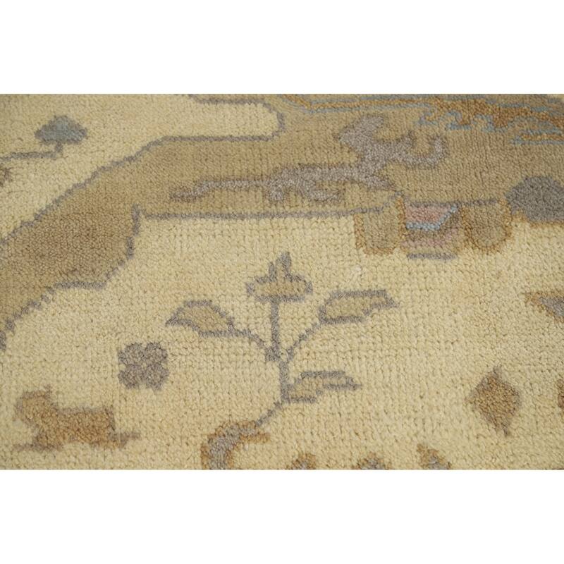 Oushak Indian Area Rug Handmade Transitional Beige Wool Carpet - 8'1" x 9'8"
