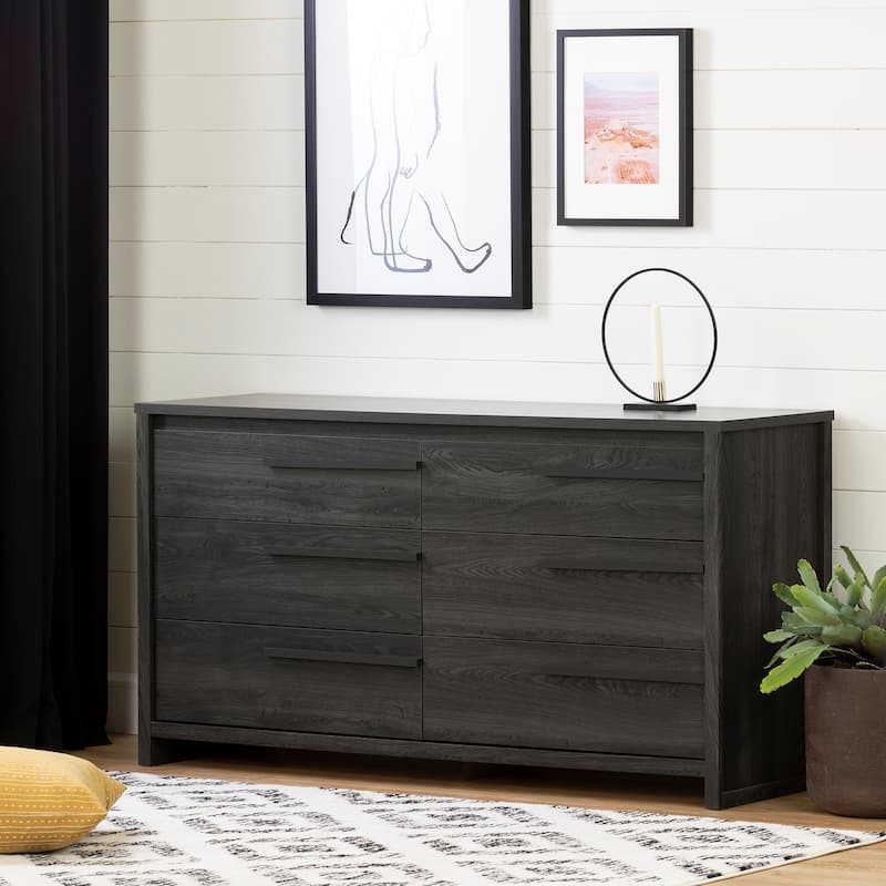 6-Drawer Gray Oak Dresser with Contemporary Hardware and Large Capacity Storage for Clothes and Linens