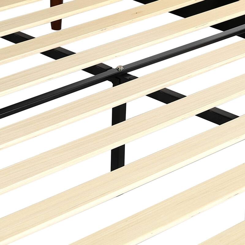 Faux Leather Platform Bed Frame with Wood Slats, No Box Spring Needed Mattress Foundation Twin/Full/Queen/King Size Bed Frame