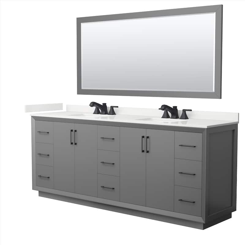 Strada 84-inch Double Vanity, Quartz Top, 70-inch Mirror