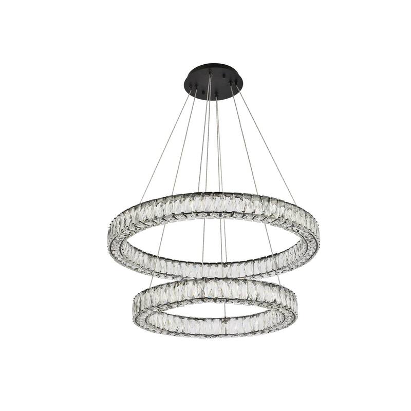 Indigo Home 32 inch LED double ring chandelier in black