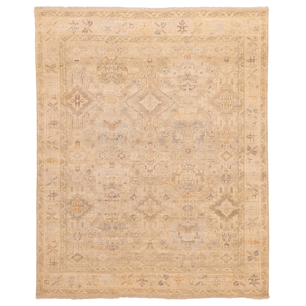 ECARPETGALLERY Hand-knotted Kavya Oushak Light Khaki Wool Rug - 7'11 x 9'8