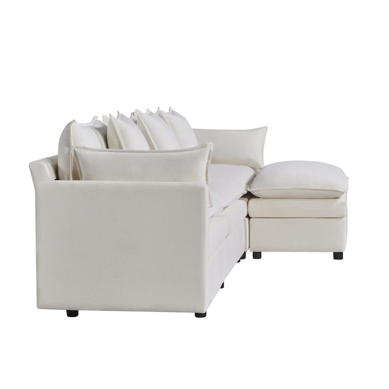 108.66"Chenille L-shaped Sectional Sofa with Convertible Chaise,Comfy Cloud Couch Deep Sectional Sofa with Ottomans
