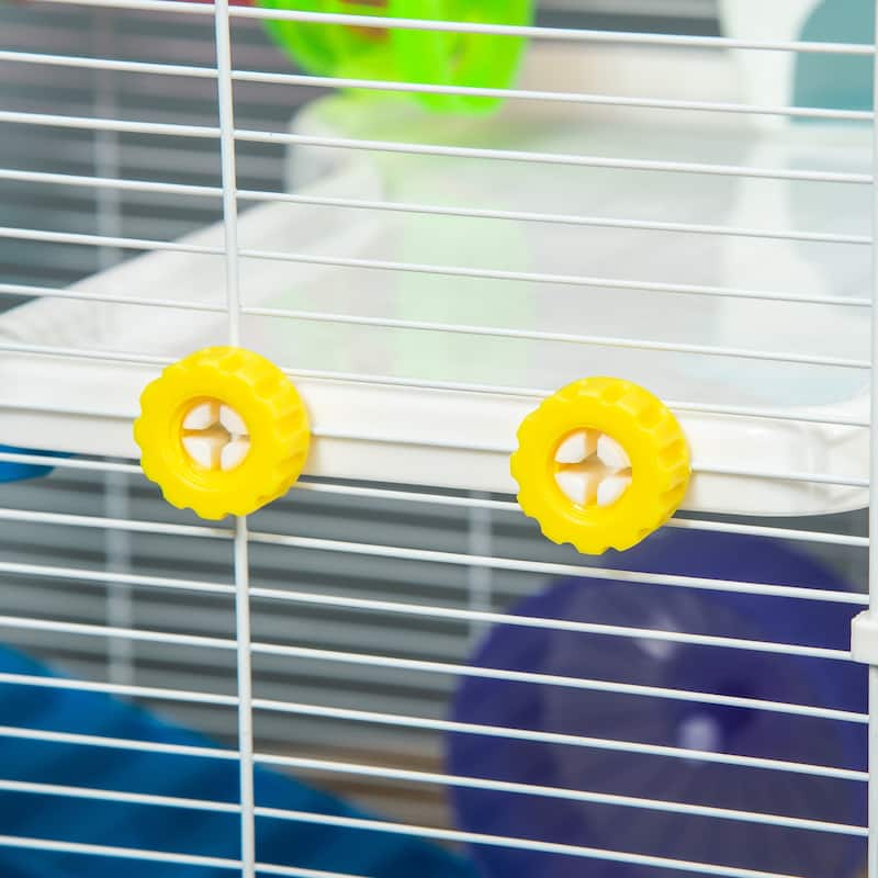 PawHut 31" Extra Large Hamster Cage with Tubes and Tunnels, 4 Tier Small Animal Cage with Portable Carry Handles