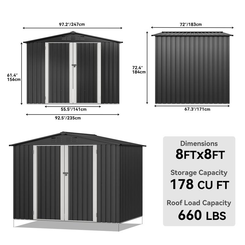 Moasis 8 ft. W x 6 ft. D Steel Storage Shed