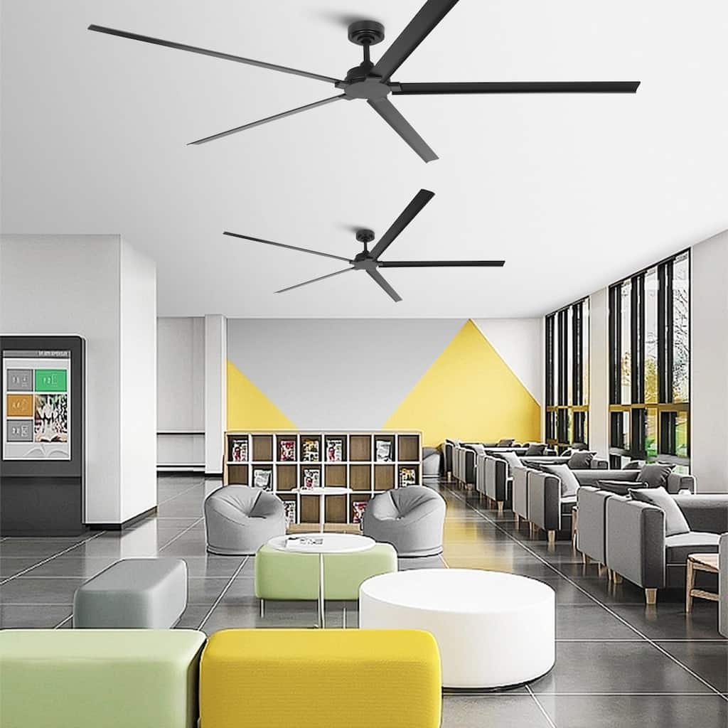 Ceiling Fan 84" Industrial 5-Blade Black IPX4 Outdoor Use