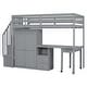 preview thumbnail 5 of 17, Twin Loft Bed with Stairs, Drawers, Desk & Wardrobe for Kids & Teens, Gray