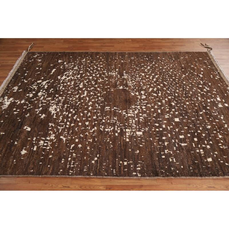 Hand Knotted Oriental 100% Wool Carpet Tribal Tribal Brown Moroccan Area Rug - 8' 2'' X 5' 8''