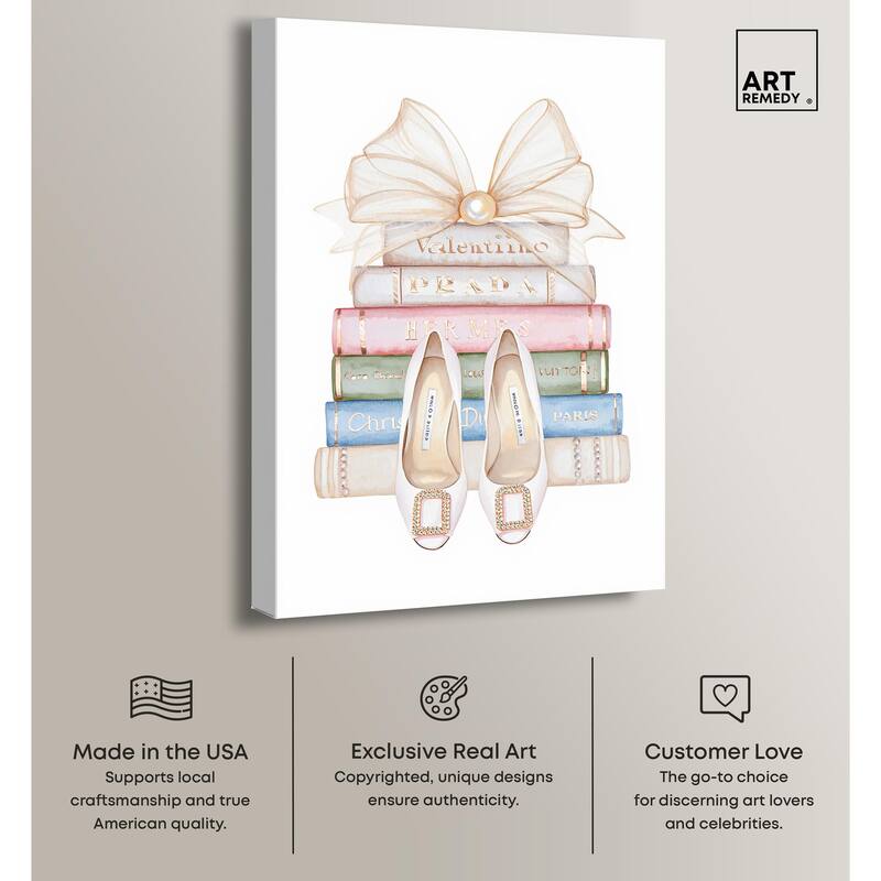 Bow And Buckles Canvas by Art Remedy, Gallery Wrapped