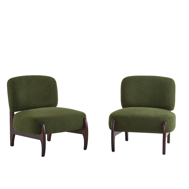 Side Chair Set of 2 Accent Chair Reception Chair Green Office Chair Leisure Chair Armless Chair with Wood Legs