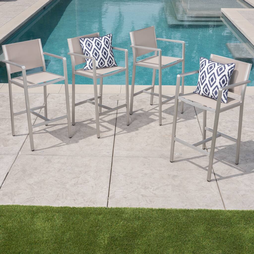 Cape Coral Outdoor Aluminum Barstool (Set of 4) by Christopher Knight Home