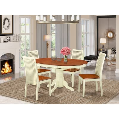 5 Piece Dining Set - Kitchen Table & 4 Chairs - Wood Dining Room Set - Buttermilk Cherry Finish