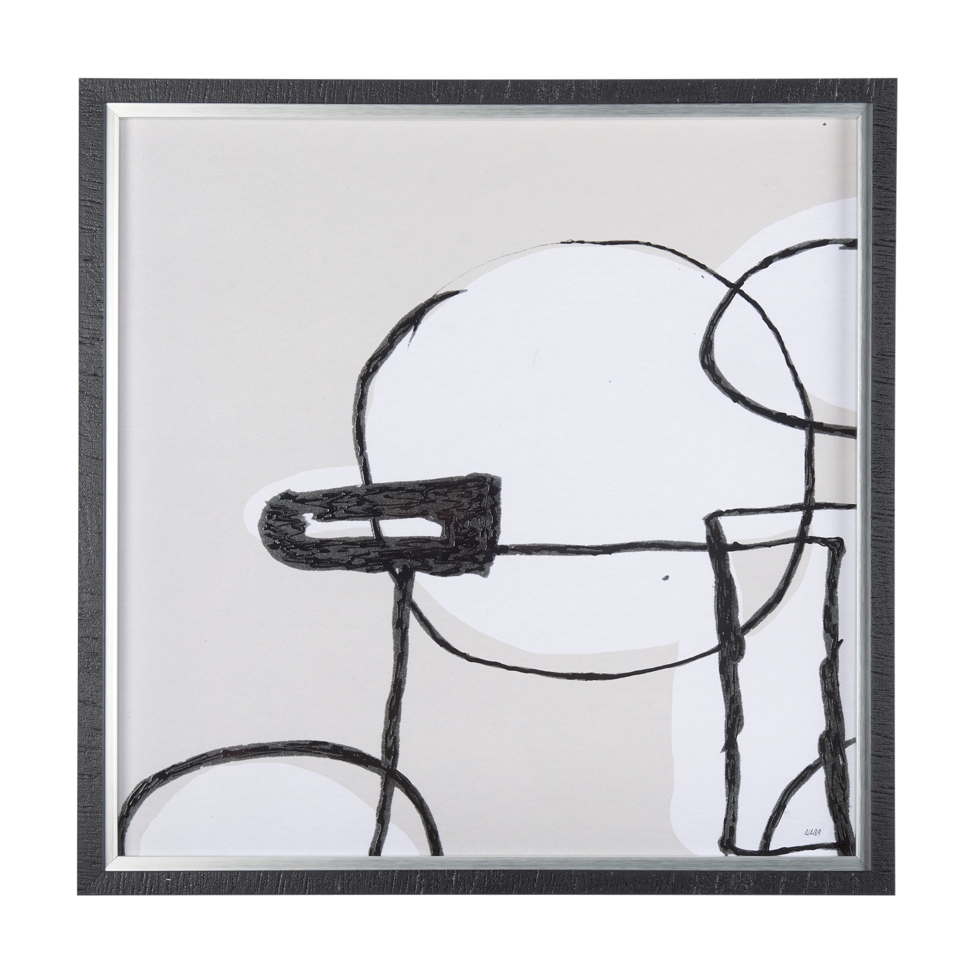 Neutral Shapes I by Mercana Studio a Hand Embellished Textured Framed Art Print Matted under Glass