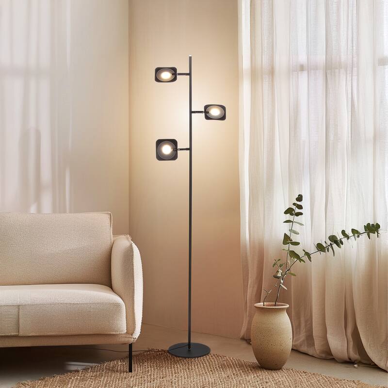 Brightech Tree 60 in. Oil Brushed Bronze Industrial 3-Light 3-Way Dimming LED Floor Lamp with 3 Adjustable Spot Lights