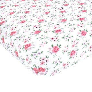 Hudson Baby Infant Girl Cotton Fitted Crib Sheet, Vintage Floral, One Size - Vintage Floral - One Size
