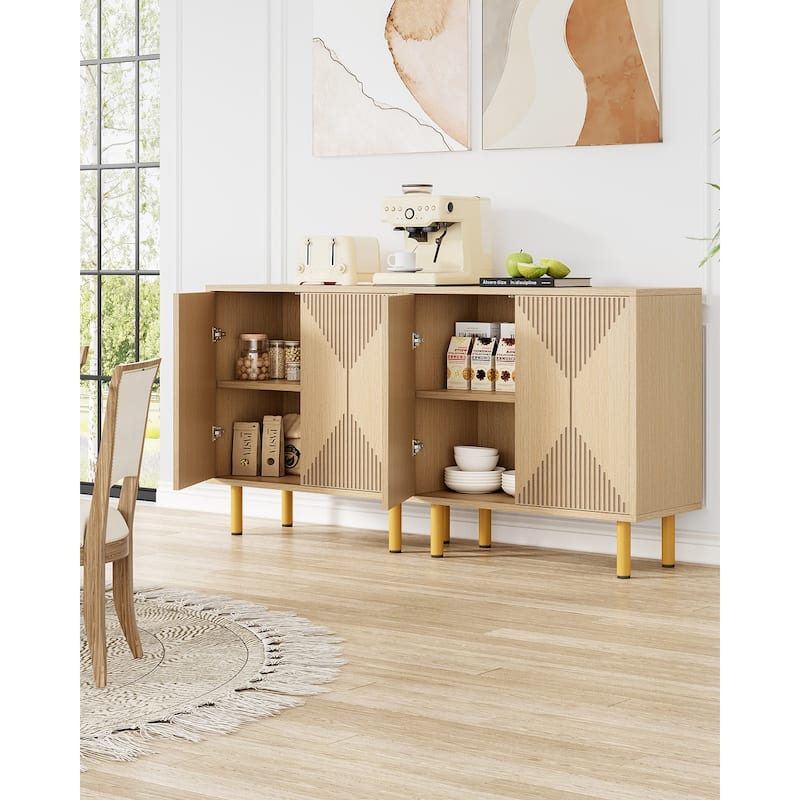 59 inches Modern White Storage Cabinet Set for Living Room, Dining Room, Garage