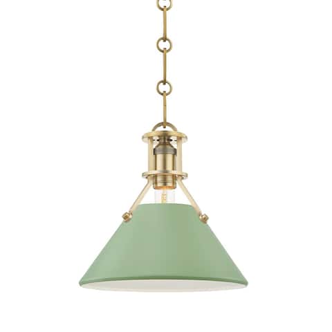 Hudson Valley Painted No.2 by Mark D. Sikes Small 1-Light Pendant with Leaf Green Shade