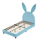 preview thumbnail 25 of 31, VECELO Wooden Cute Rabbit Twin Bed Frame with Upholstered Headboard, Kids Bed Frame Set of 2