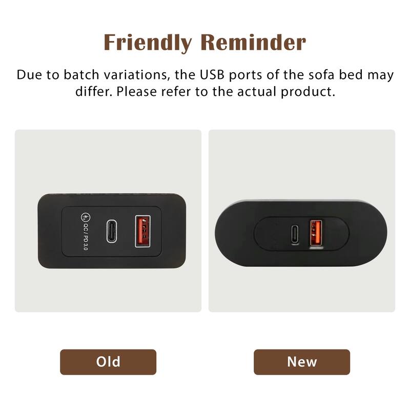 Anmytek Grey Modern Pull-out Sleeper Loveseat Sofa Bed with USB Ports and 2 Throw Pillows