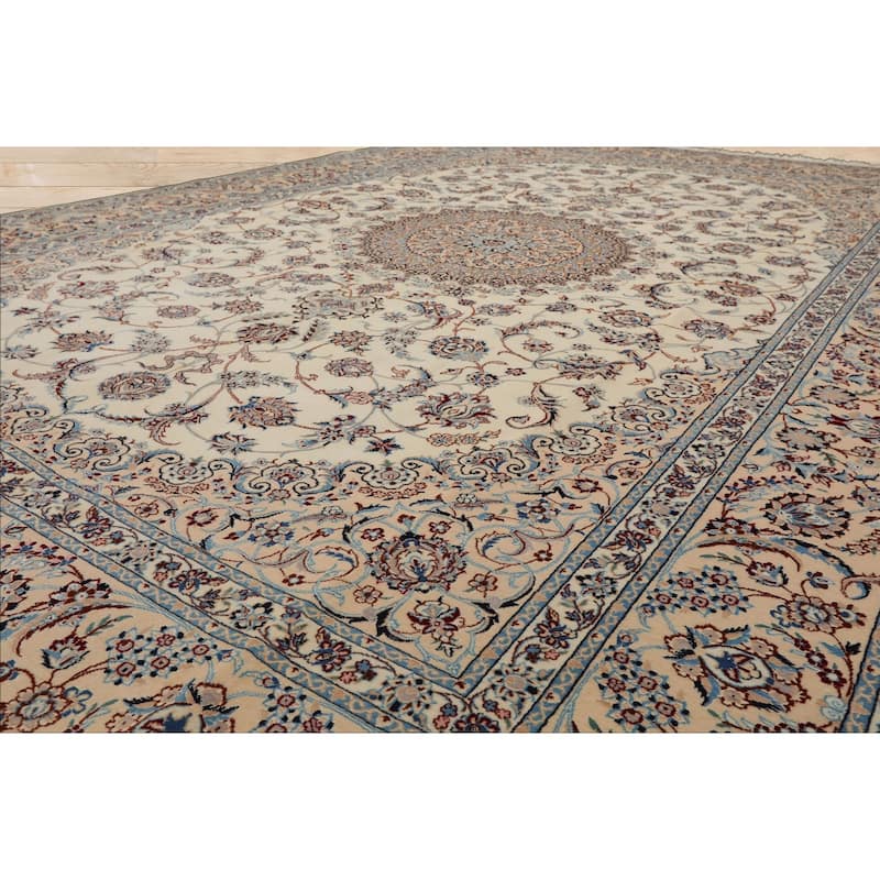 7x10 Hand Knotted Wool Ivory Nain Traditional Rug - 7' x 10'
