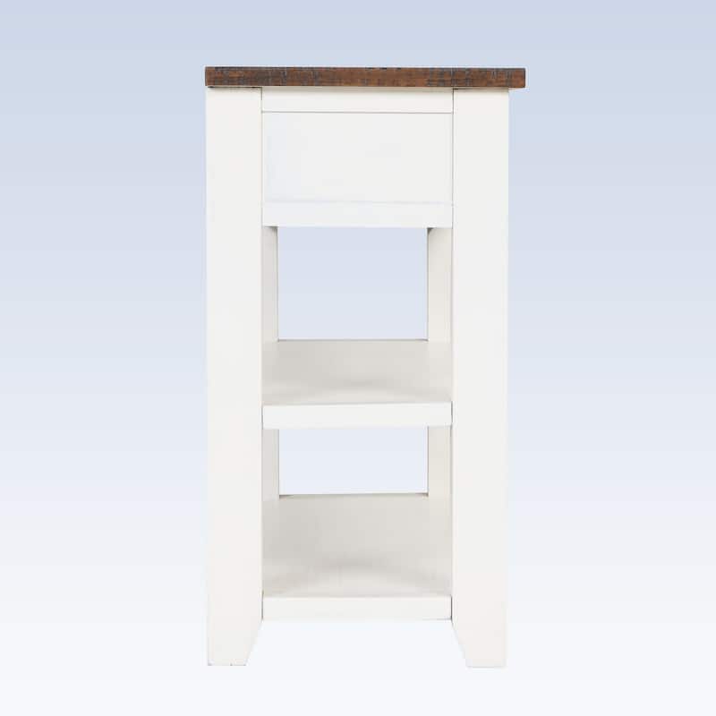 Modern Solid Pine Wood Top Console Table with Drawers and Shelves