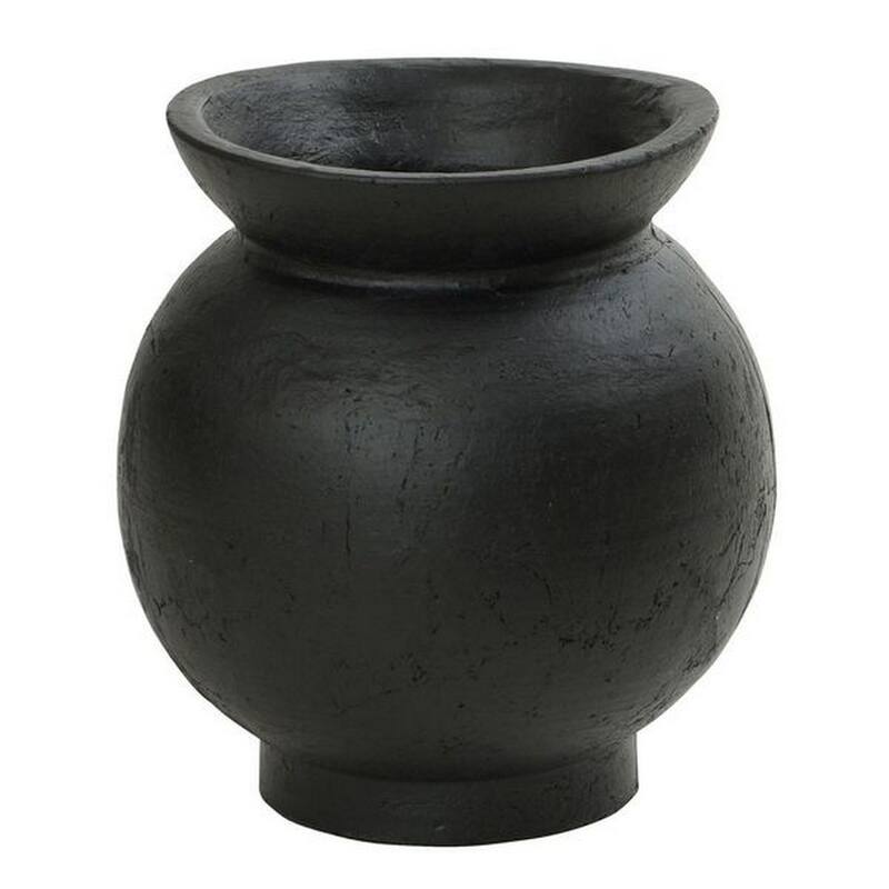 Harp & Finial Emory Vase - Matte Black Finish On Ceramic - Large
