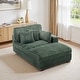 preview thumbnail 1 of 18, 41" W Plush Corduroy Chaise Lounge with Pillows Right Facing - Green-Chaise&2 Pillows
