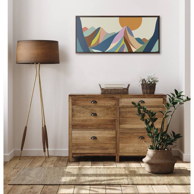 Kate and Laurel Sylvie Mountains Crop Framed Canvas by Rachel Lee