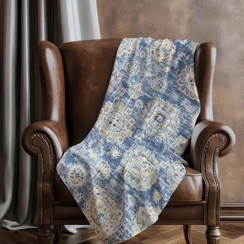 Premium Machine Washable Vintage Persian Sherpa Throw Blanket