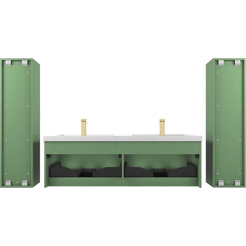 Blossom Positano 60" Floating Double Sink Vanity with Side Cabinets