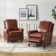 preview thumbnail 26 of 57, Cigar Mid-century Modern Genuine Leather Recliner with Solid Wood Legs and Nailhead Trim Set of 2 by HULALA HOME BROWN